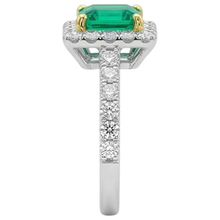 Colombian Emerald Precious Stone Ring 2.50-ct 14K Two Tone Gold – back view