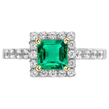 Precious Stone Ring 14K Two Tone Gold with Colombian Emerald – profile view