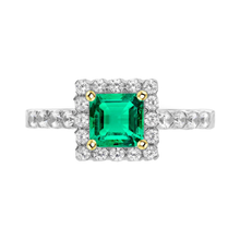 Colombian Emerald Step Cut Precious Stone Ring in 14K Two Tone Gold – main view