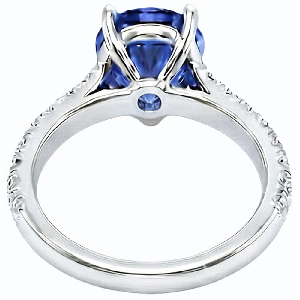 natural round sapphire 3.50ct ring front view