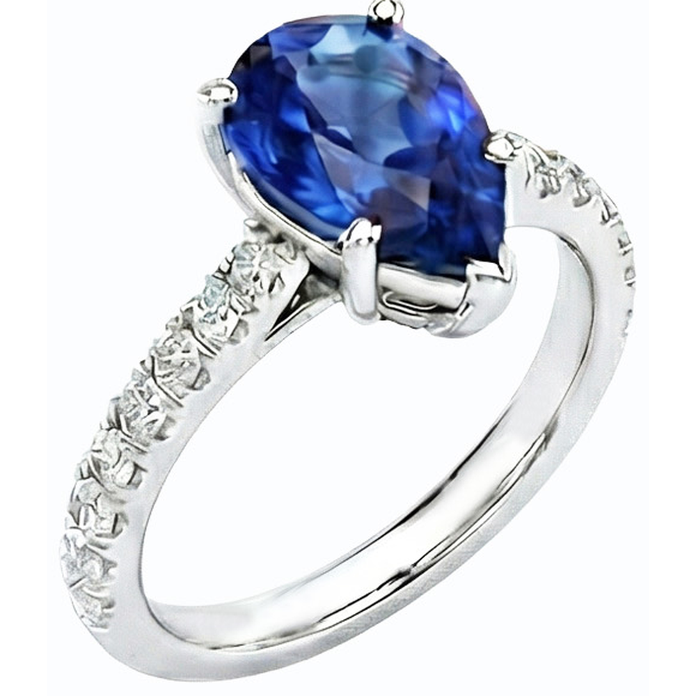 natural round sapphire 3.50ct ring side angle