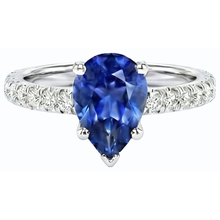 natural round sapphire 3.50ct ring top view