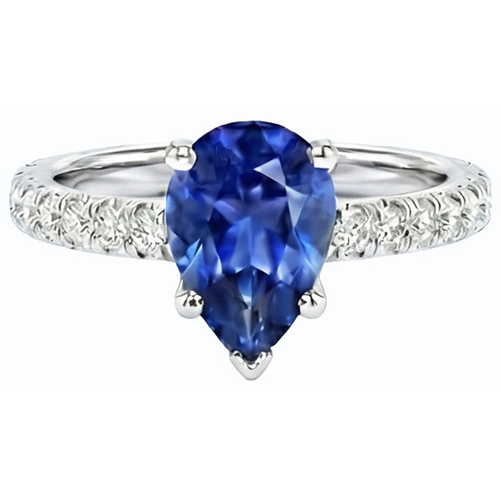 natural round sapphire 3.50ct ring top view