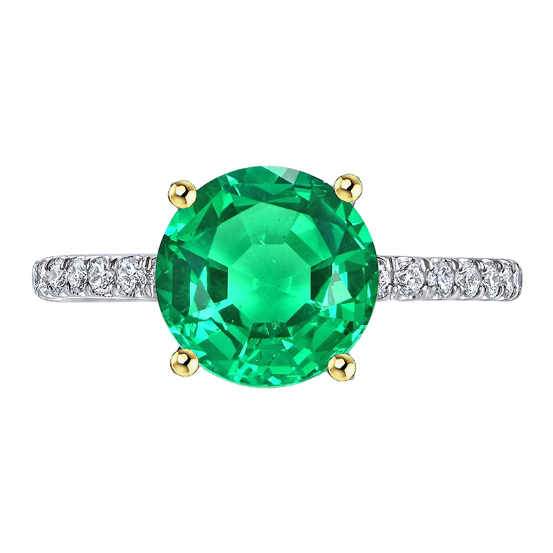 Colombian Emerald Gemstone Ring 3-ct 14K Two Tone Gold – main view