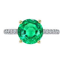 Colombian Emerald Gemstone Ring 3-ct 14K Two Tone Gold – main view