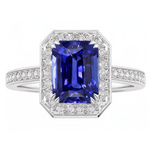 Gemstone Halo Emerald Blue Sapphire Ring Prong Set Natural Earth Mined Diamonds 5 Carats