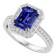 Gemstone Halo Emerald Blue Sapphire Ring Prong Set Natural Earth Mined Diamonds 5 Carats