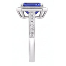 Gemstone Halo Emerald Blue Sapphire Ring Prong Set Natural Earth Mined Diamonds 5 Carats