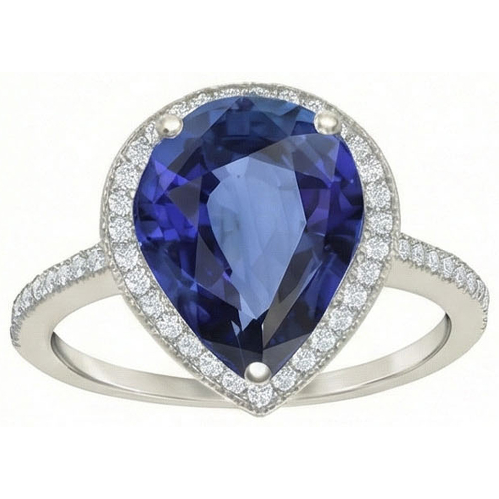 natural round sapphire 5ct ring front view