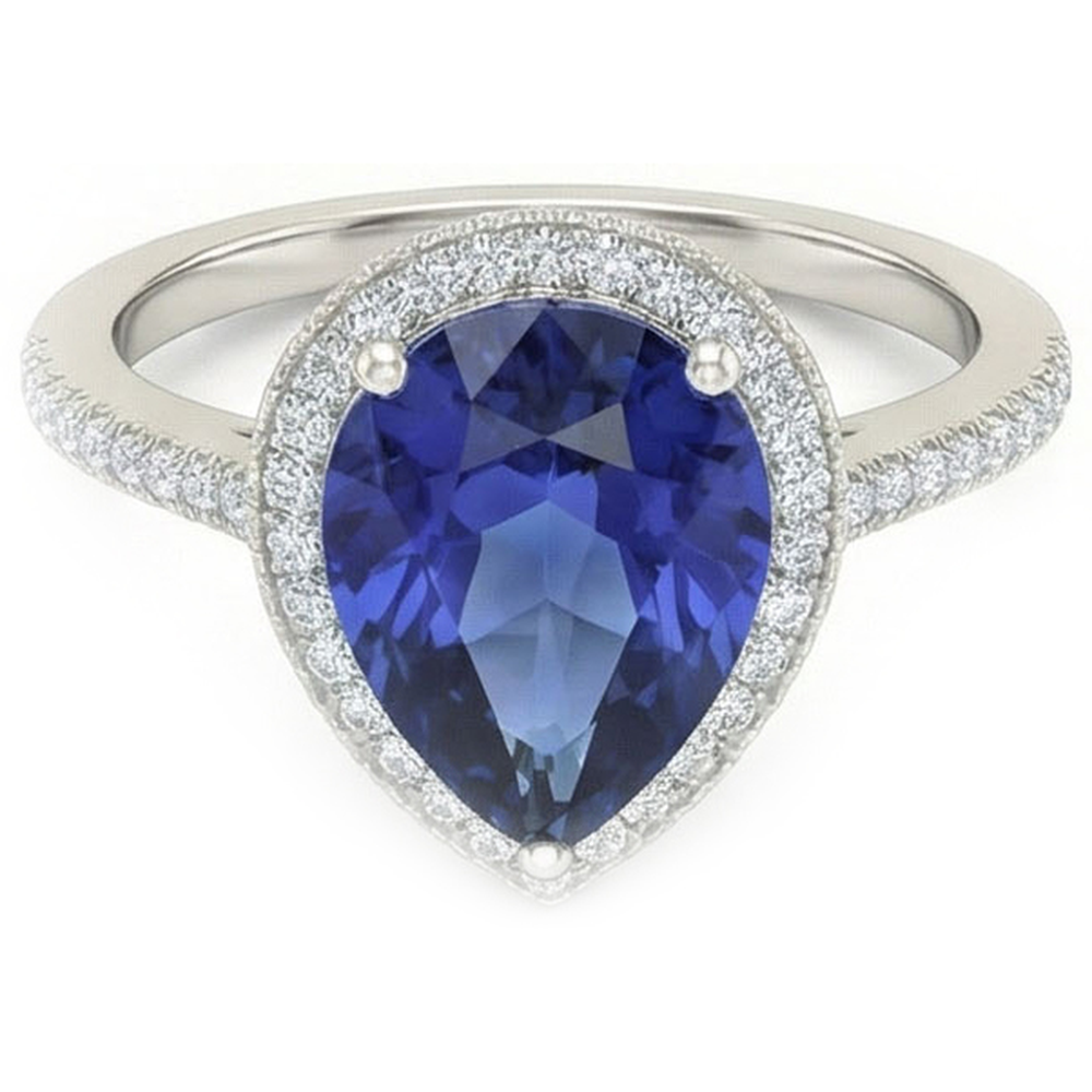 natural round sapphire 5ct ring close up detail