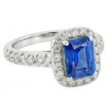 Gemstone Halo Sapphire Ring 2.50 Carats Scallop Set Natural Earth Mined Diamonds Jewellery