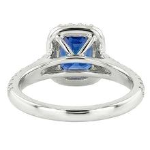 Gemstone Halo Sapphire Ring 2.50 Carats Scallop Set Natural Earth Mined Diamonds Jewellery