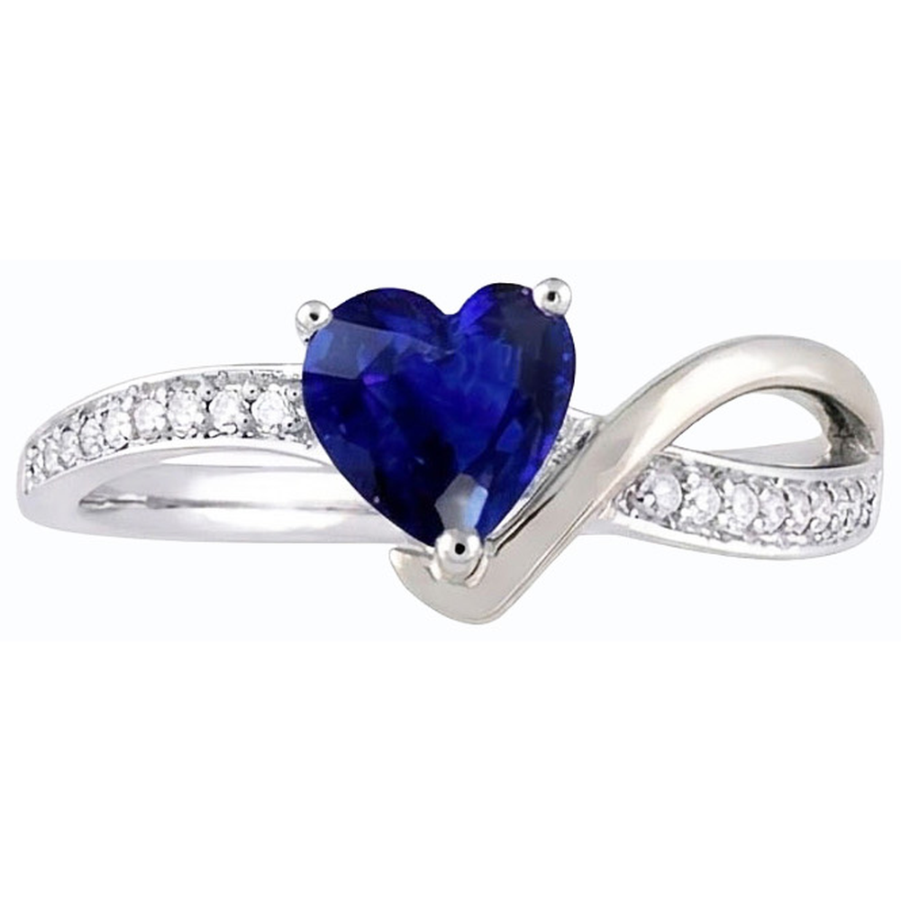 Gemstone Heart Blue Sapphire Ring Twisted Shank Natural Earth Mined Diamonds 2.50 Carats