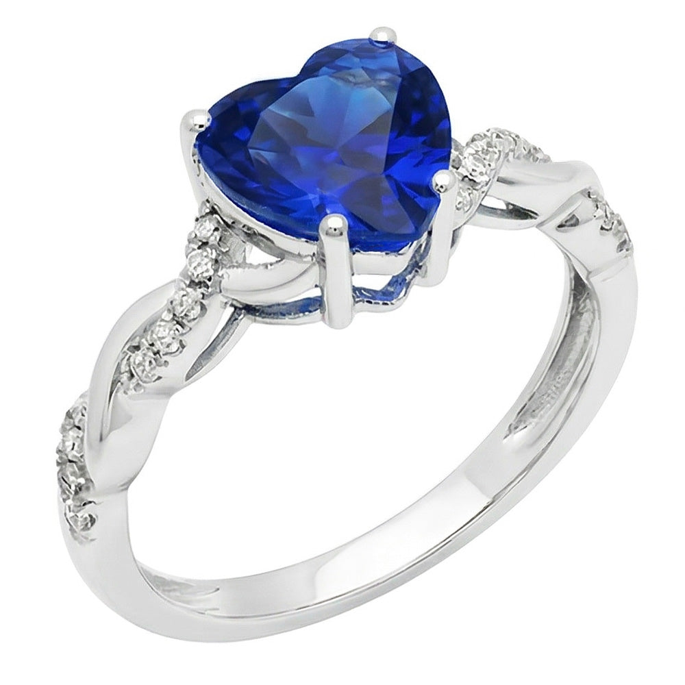 Gemstone Heart Blue Sapphire Ring Twisted Style 3.50 Carats Natural Earth Mined Diamonds
