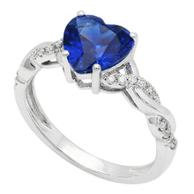 Gemstone Heart Blue Sapphire Ring Twisted Style 3.50 Carats Natural Earth Mined Diamonds