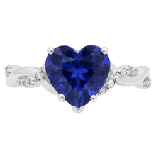Gemstone Heart Blue Sapphire Ring Twisted Style 3.50 Carats Natural Earth Mined Diamonds
