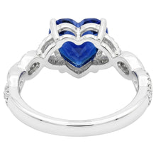 Gemstone Heart Blue Sapphire Ring Twisted Style 3.50 Carats Natural Earth Mined Diamonds