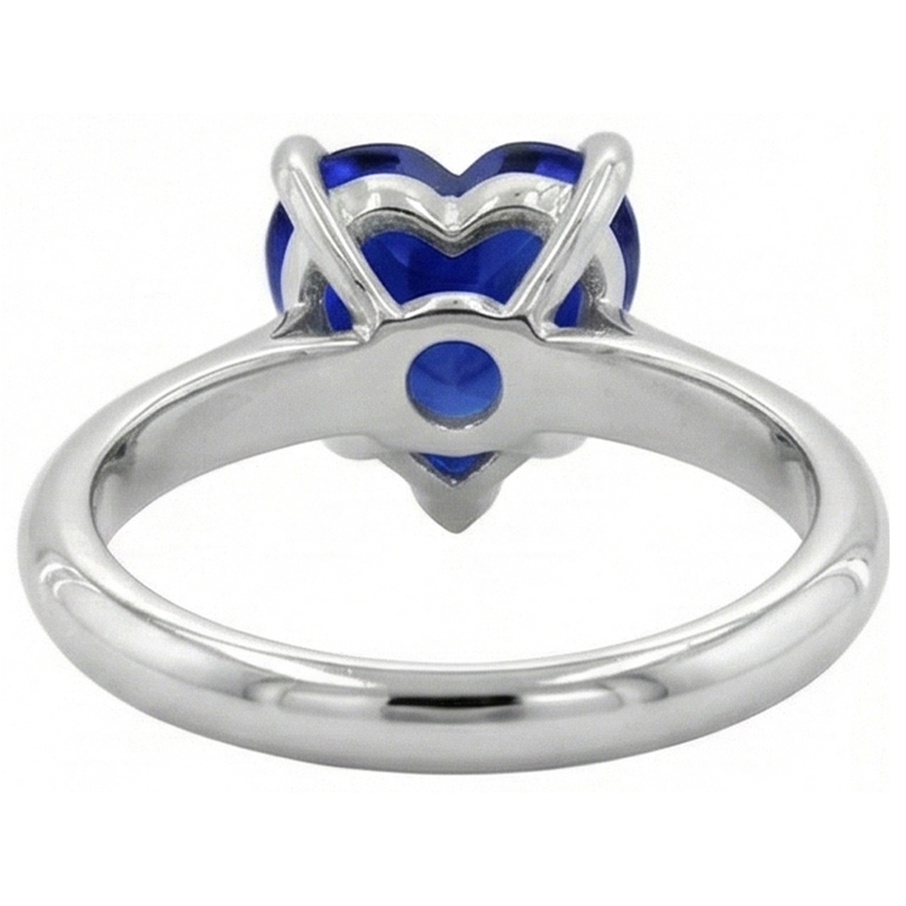 Gemstone Heart Solitaire Prong Set Ceylon Sapphire Ring 2.50 Carats