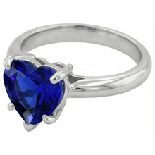 Gemstone Heart Solitaire Prong Set Ceylon Sapphire Ring 2.50 Carats
