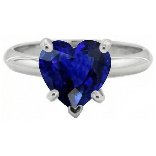 Gemstone Heart Solitaire Prong Set Ceylon Sapphire Ring 2.50 Carats