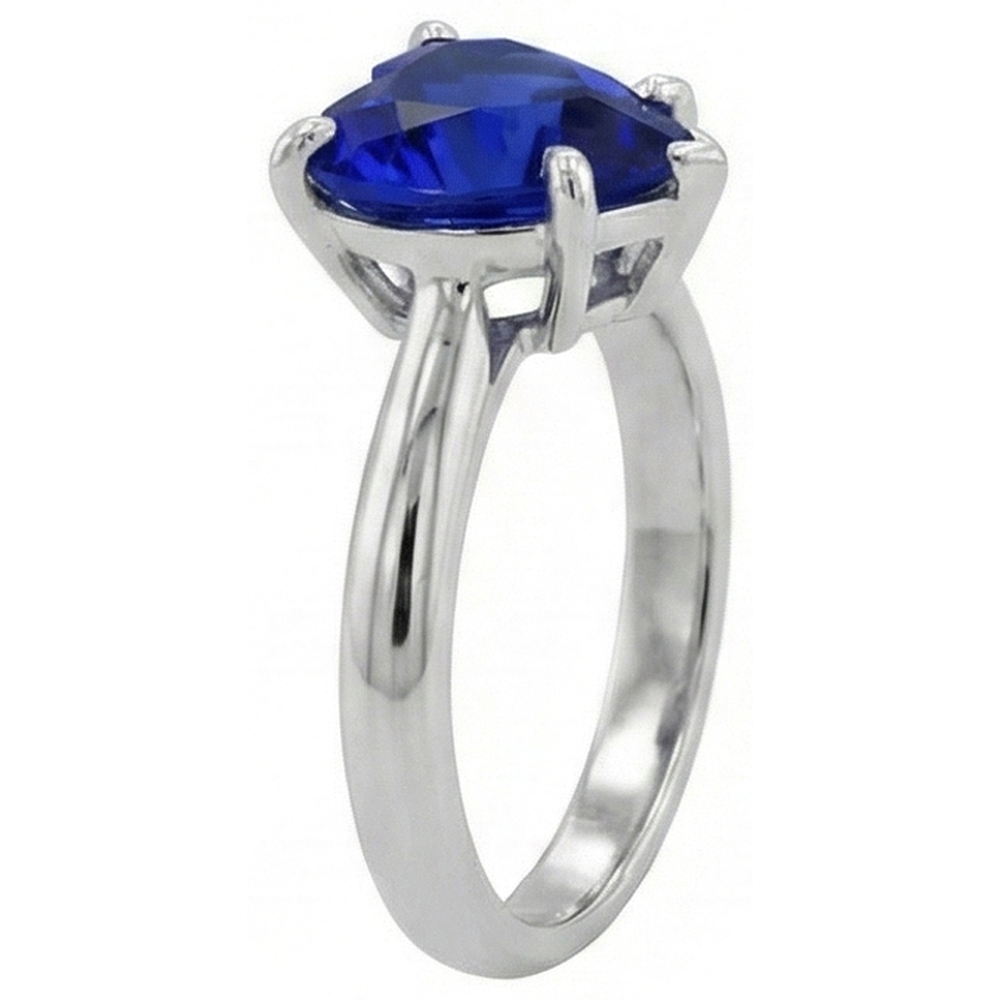 Gemstone Heart Solitaire Prong Set Ceylon Sapphire Ring 2.50 Carats
