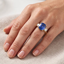 Gemstone Jewellery 3 Stone Cushion Sapphire Natural Earth Mined Diamond Ring 4.50 Carats