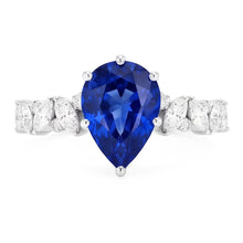 Gemstone Jewellery Blue Sapphire Ring Marquise & Round Natural Earth Mined Diamonds 3 Carats