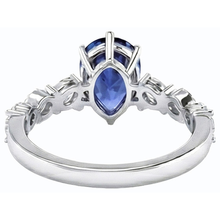 Gemstone Jewellery Blue Sapphire Ring Marquise & Round Natural Earth Mined Diamonds 3 Carats