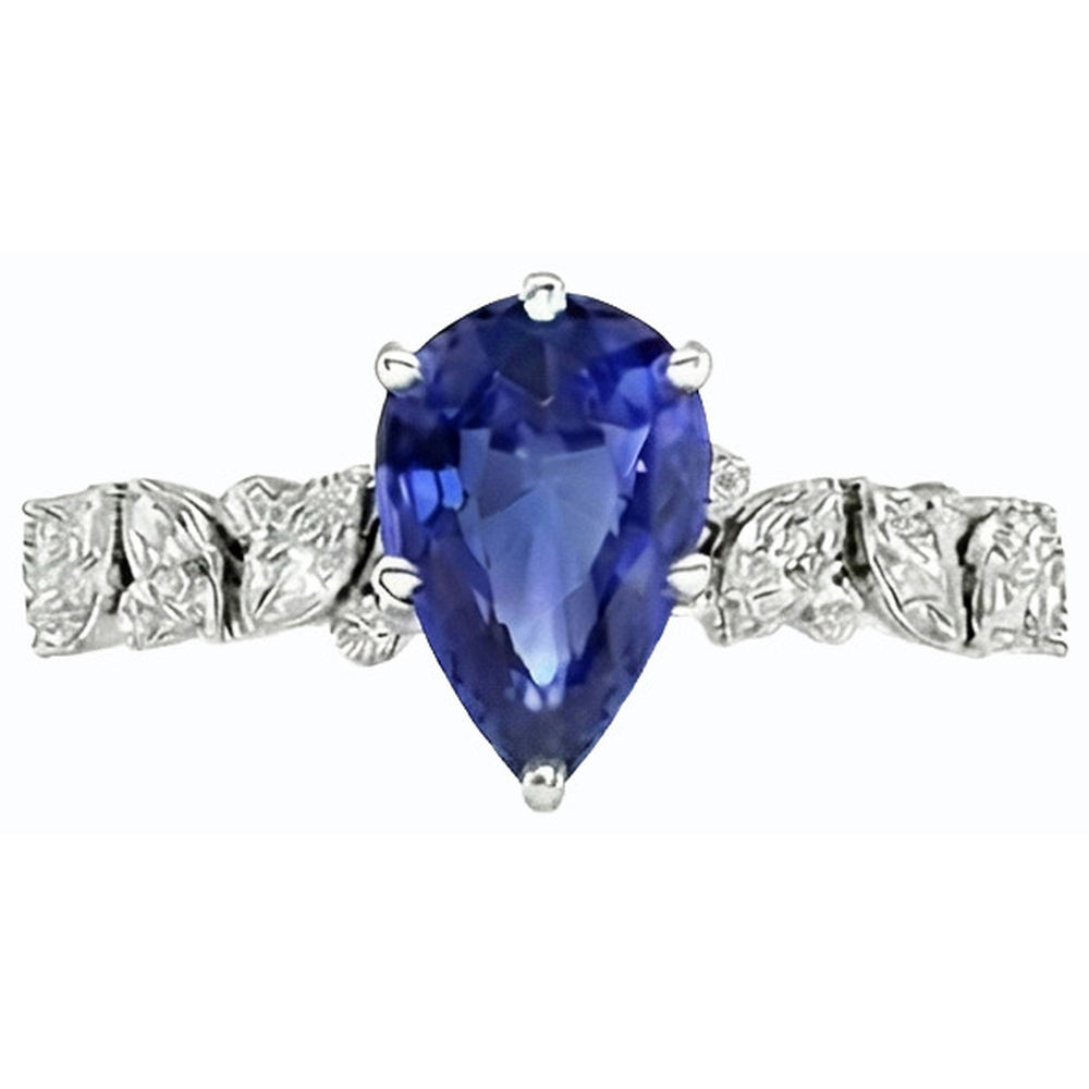 Gemstone Jewellery Blue Sapphire Ring Marquise & Round Natural Earth Mined Diamonds 3 Carats