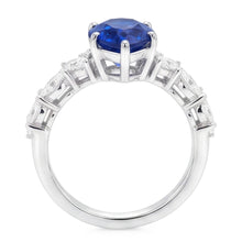 Gemstone Jewellery Blue Sapphire Ring Marquise & Round Natural Earth Mined Diamonds 3 Carats