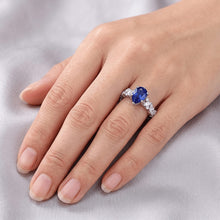 Gemstone Jewellery Blue Sapphire Ring Marquise & Round Natural Earth Mined Diamonds 3 Carats
