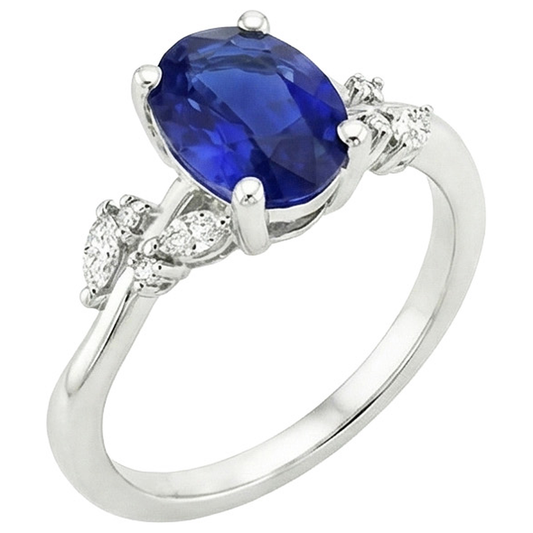 natural round sapphire 4.50ct ring side angle