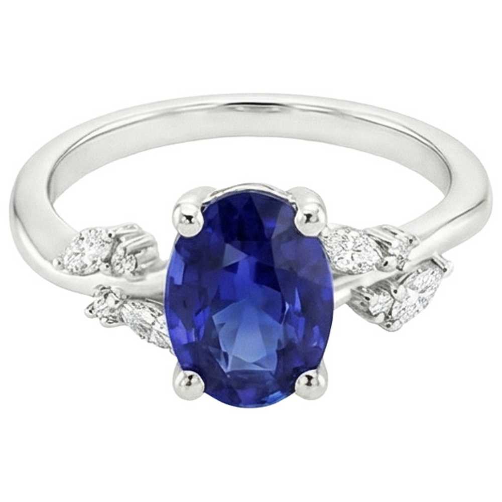 natural round sapphire 4.50ct ring top view