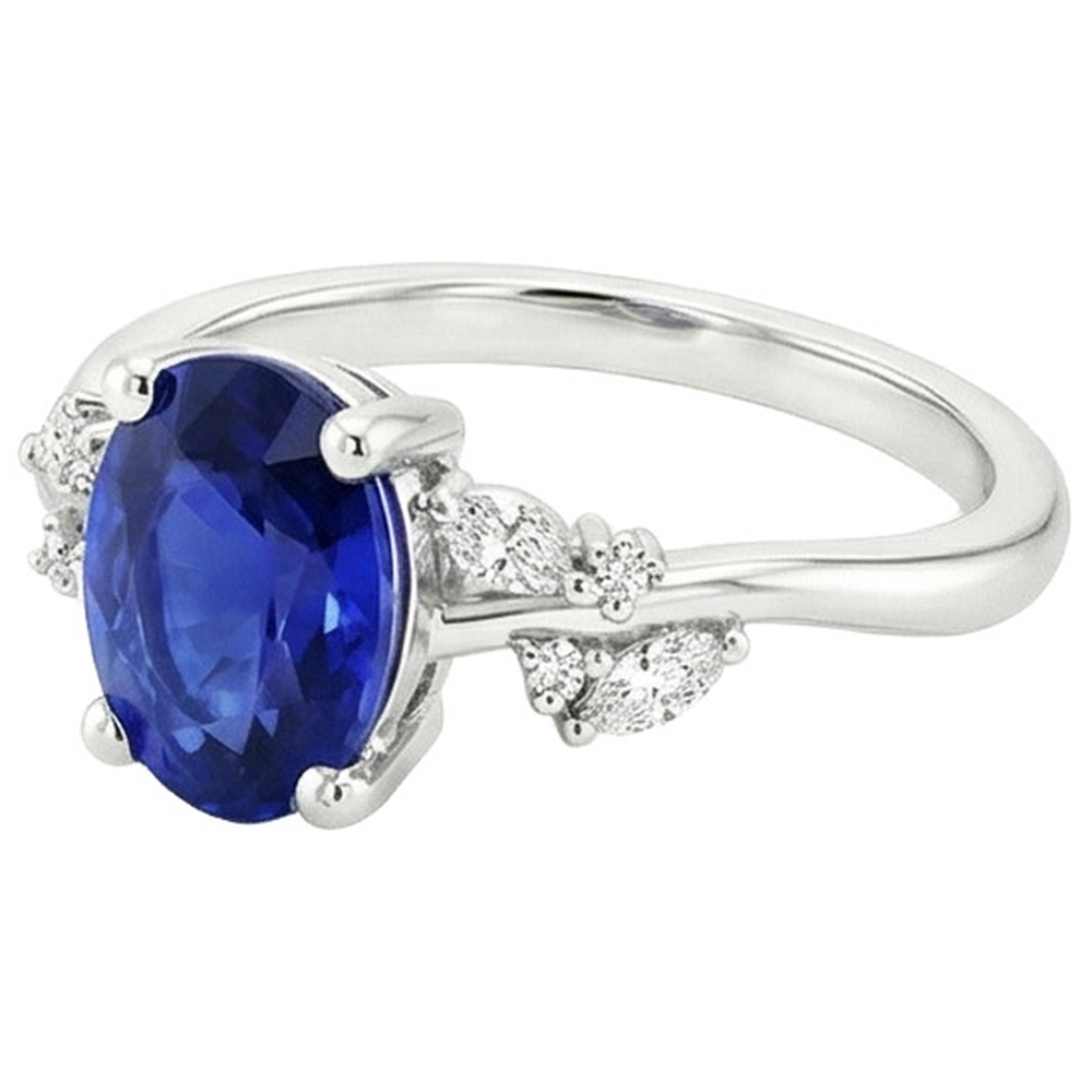 natural round sapphire 4.50ct ring profile view