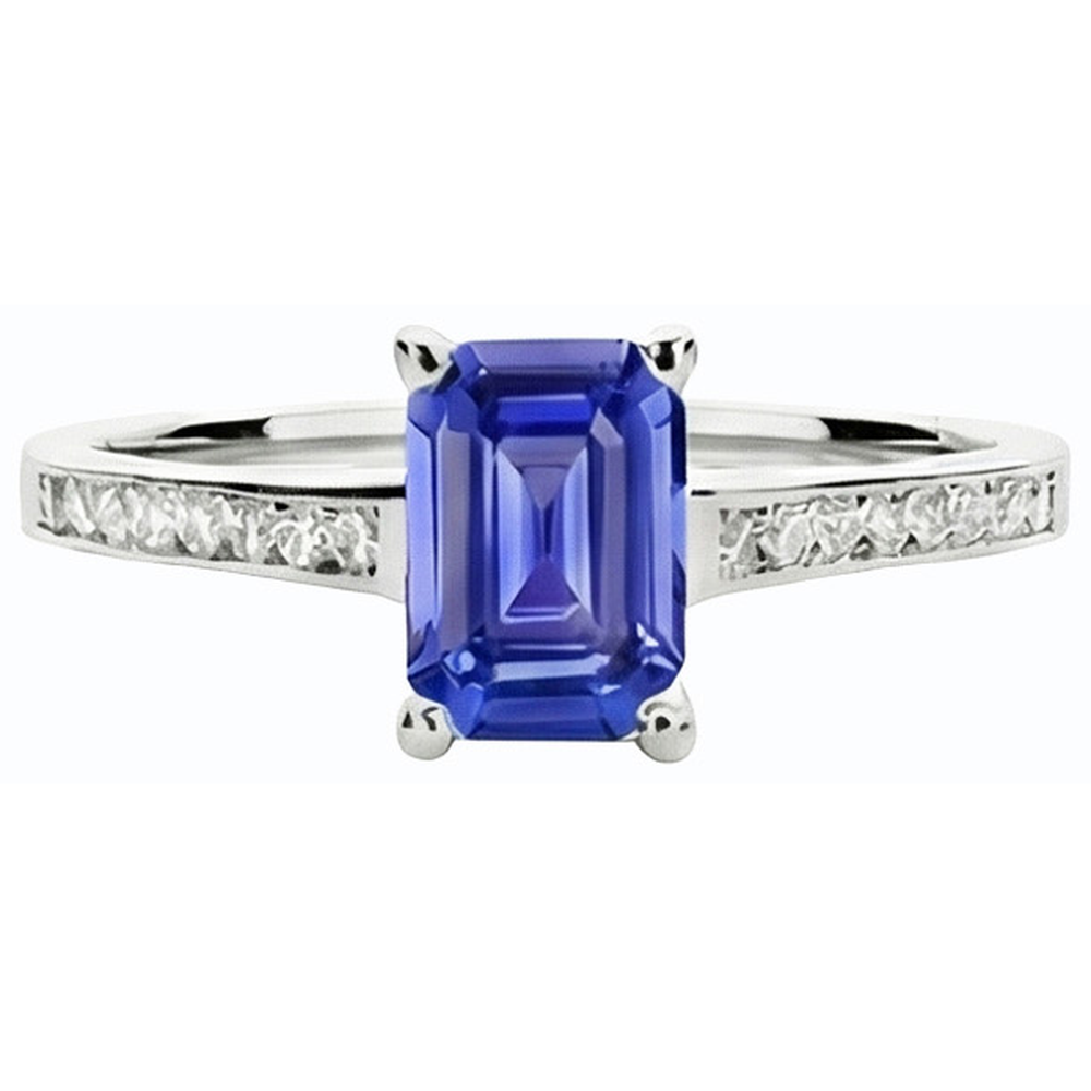 natural emerald sapphire 2ct ring on white background