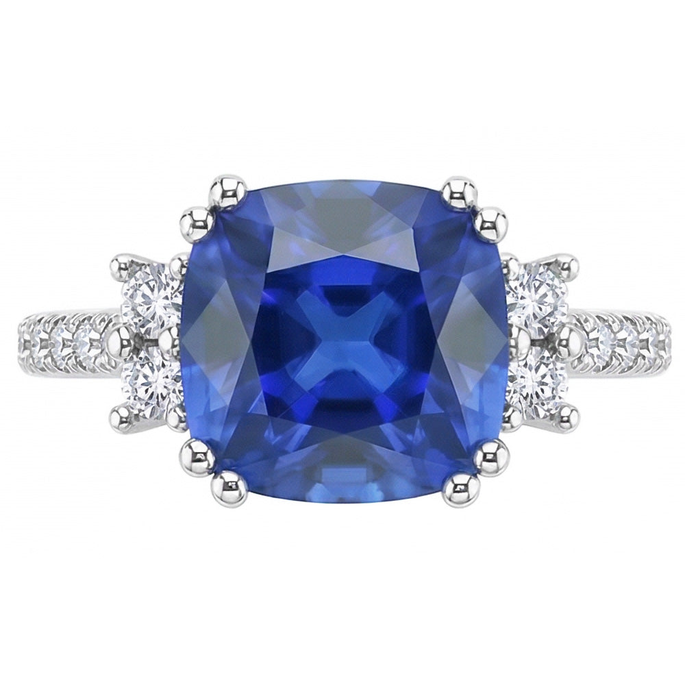 Gemstone Jewellery Cushion Cut Sri Lankan Sapphire Ring 4.50 Carats