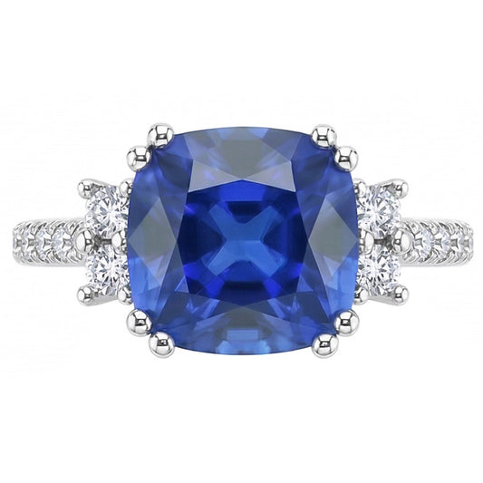 Gemstone Jewellery Cushion Cut Sri Lankan Sapphire Ring 4.50 Carats
