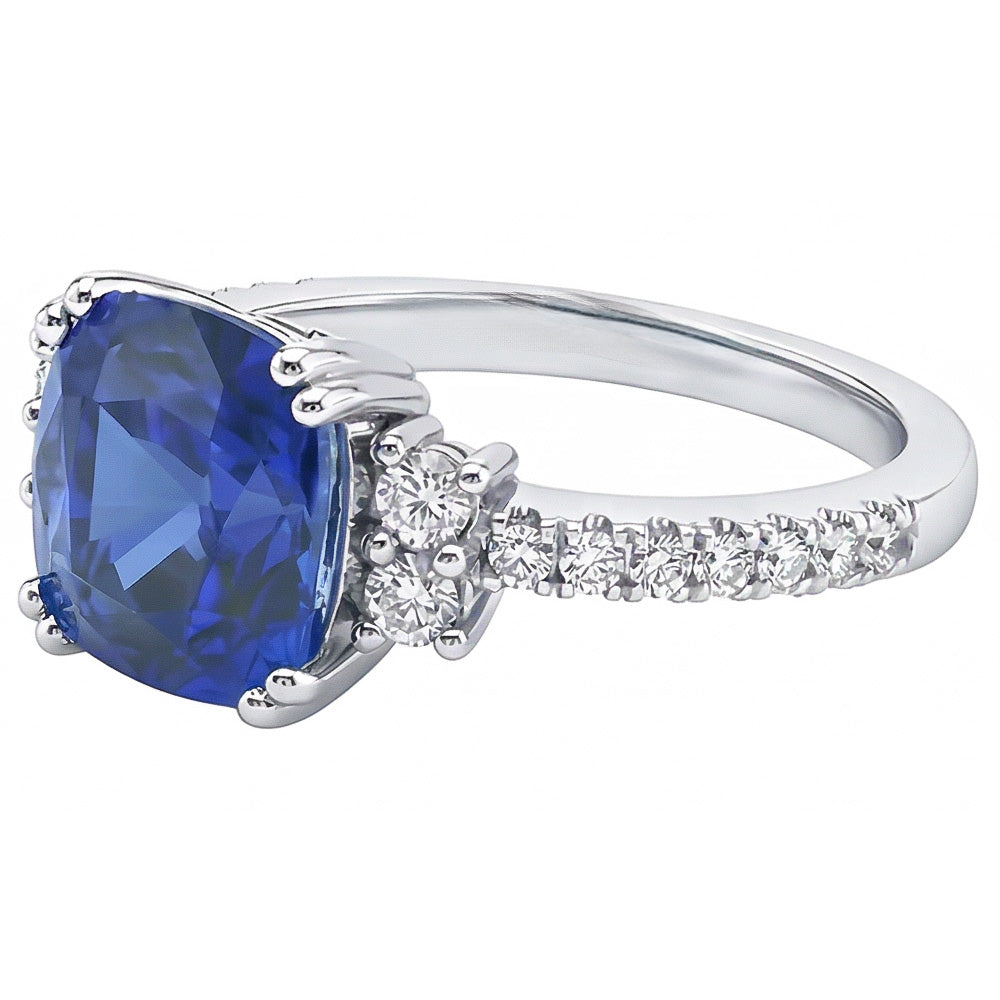 Gemstone Jewellery Cushion Cut Sri Lankan Sapphire Ring 4.50 Carats