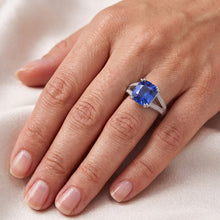 Gemstone Jewellery Cushion Sapphire Ring 4 Carats Split Shank Jewellery
