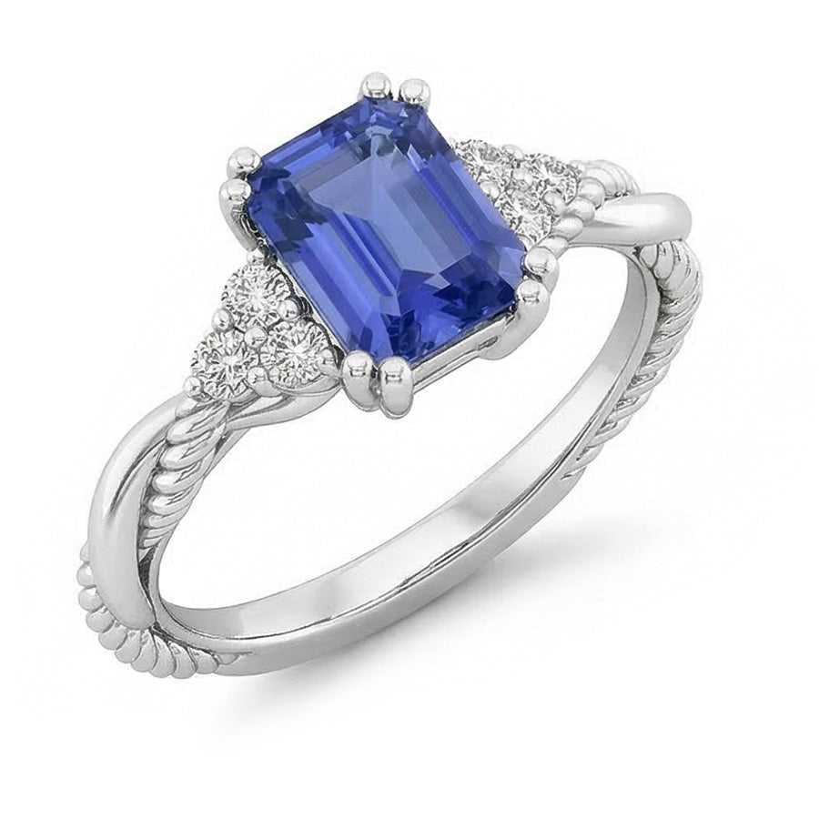Gemstone Jewellery Emerald Sapphire Ring Twisted Rope Style 2 Carats