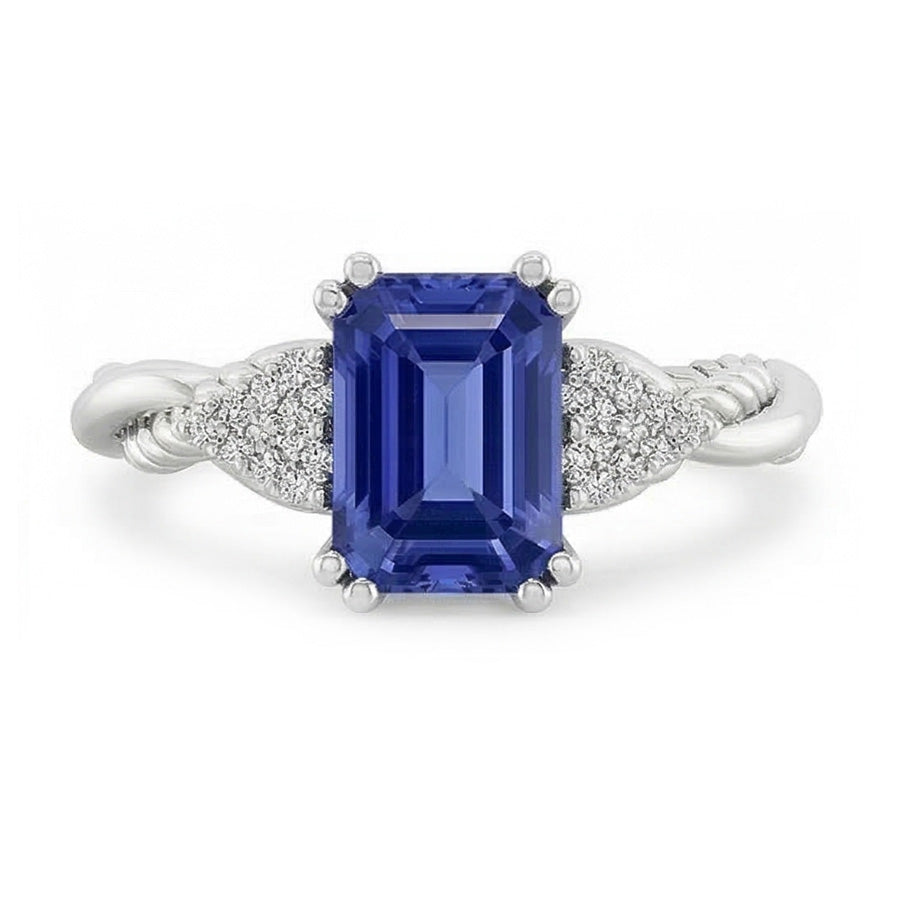 Gemstone Jewellery Emerald Sapphire Ring Twisted Rope Style 2 Carats
