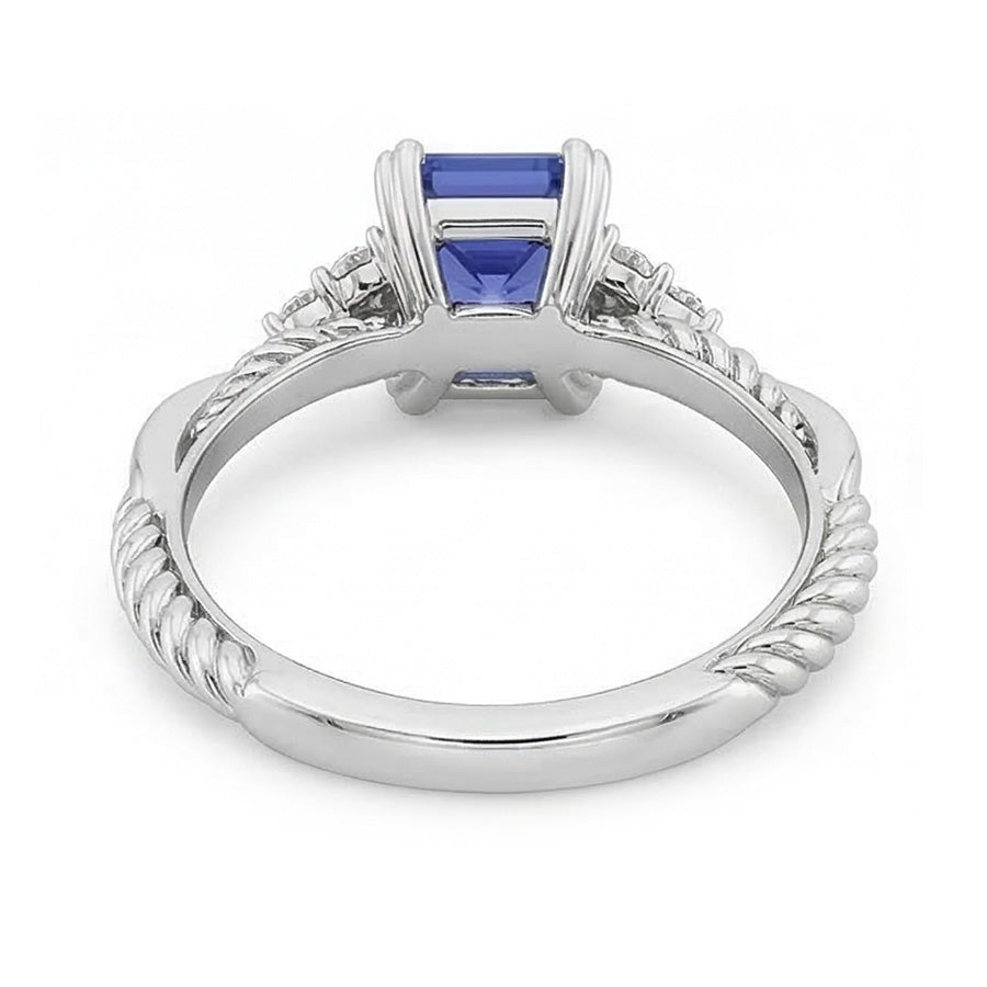 Gemstone Jewellery Emerald Sapphire Ring Twisted Rope Style 2 Carats