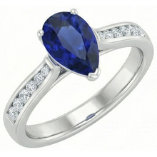 Gemstone Jewellery Engagement Ring Pear Blue Sapphire 2 Carats