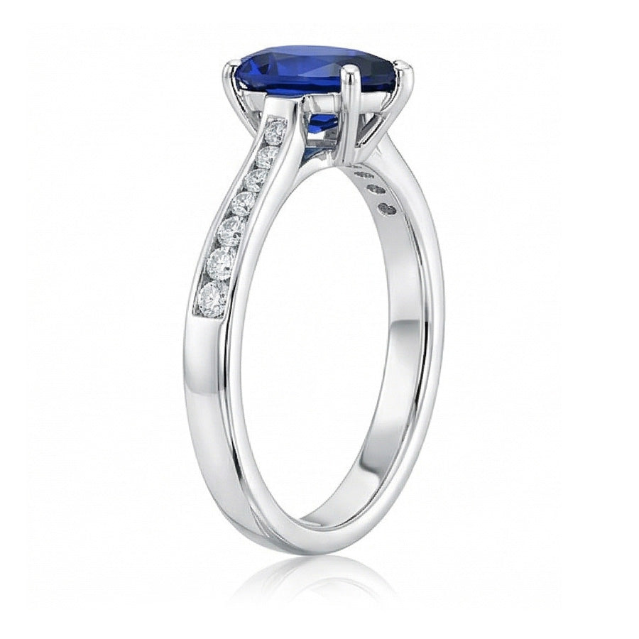 Gemstone Jewellery Engagement Ring Pear Blue Sapphire 2 Carats