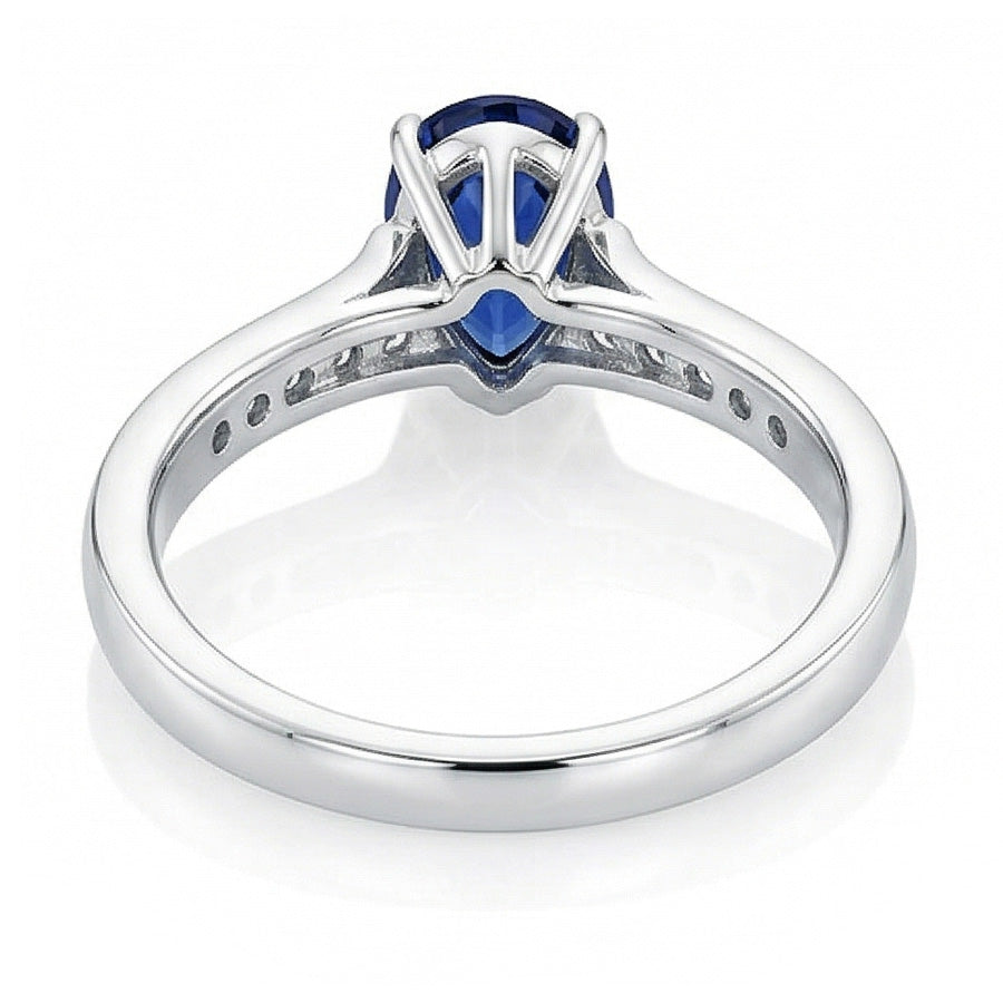 Gemstone Jewellery Engagement Ring Pear Blue Sapphire 2 Carats