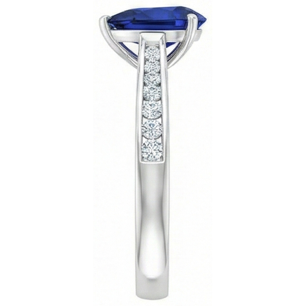 Gemstone Jewellery Engagement Ring Pear Blue Sapphire 2 Carats