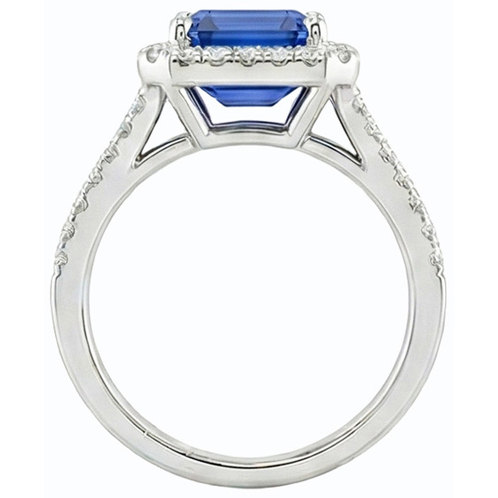 Gemstone Jewellery Halo Sri Lankan Sapphire Natural Earth Mined Diamond Ring 4.50 Carats