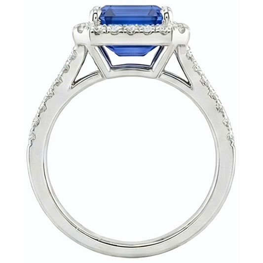 Gemstone Jewellery Halo Sri Lankan Sapphire Natural Earth Mined Diamond Ring 4.50 Carats
