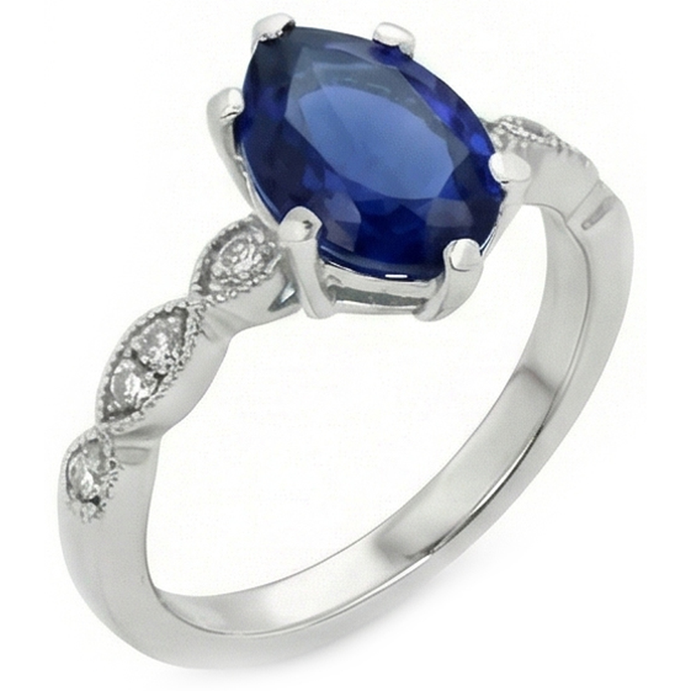 Gemstone Jewellery Pear Ceylon Sapphire Ring With Natural Earth Mined Diamonds 2.50 Carats