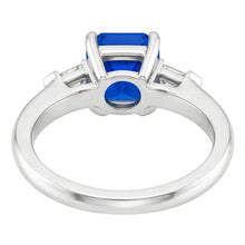Gemstone Jewellery Radiant Sapphire & Baguette Natural Earth Mined Diamond Ring 1.75 Carats